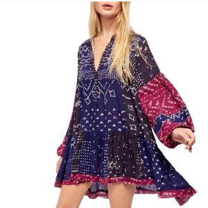 Free People Navy and Burgundy Tunic
